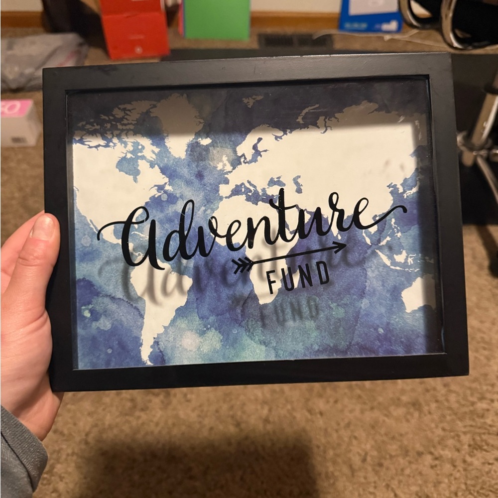 Adventure Fund Piggy Bank with World Map Design